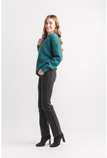 Papillon Papillon - Marl Knit Sweater with Rib Trim (Teal)