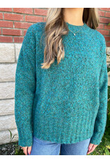 Papillon Papillon - Marl Knit Sweater with Rib Trim (Teal)