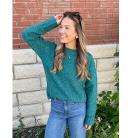 Papillon Papillon - Marl Knit Sweater with Rib Trim (Teal)
