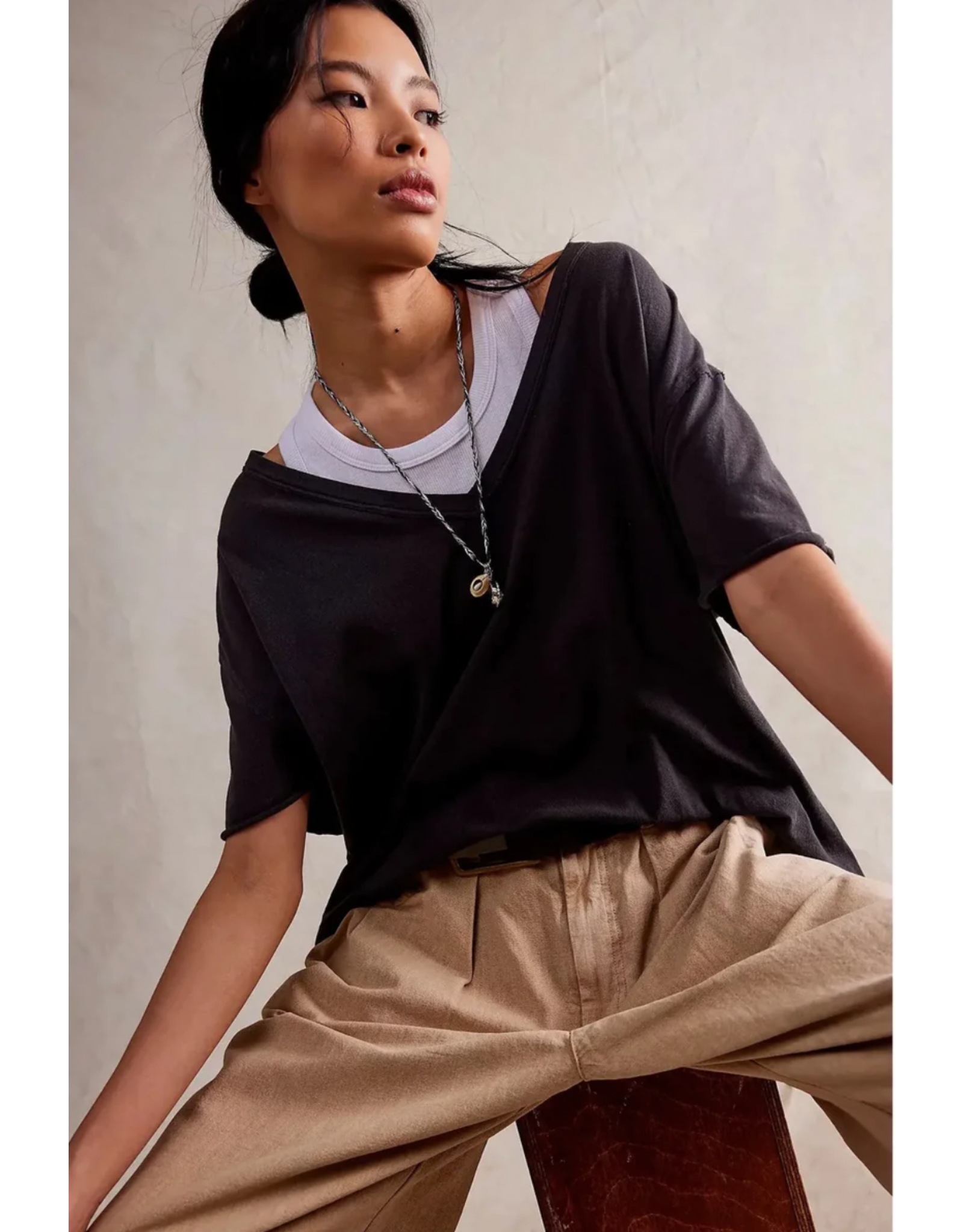 Free people Free People - Nina V Neck Tee (Black)
