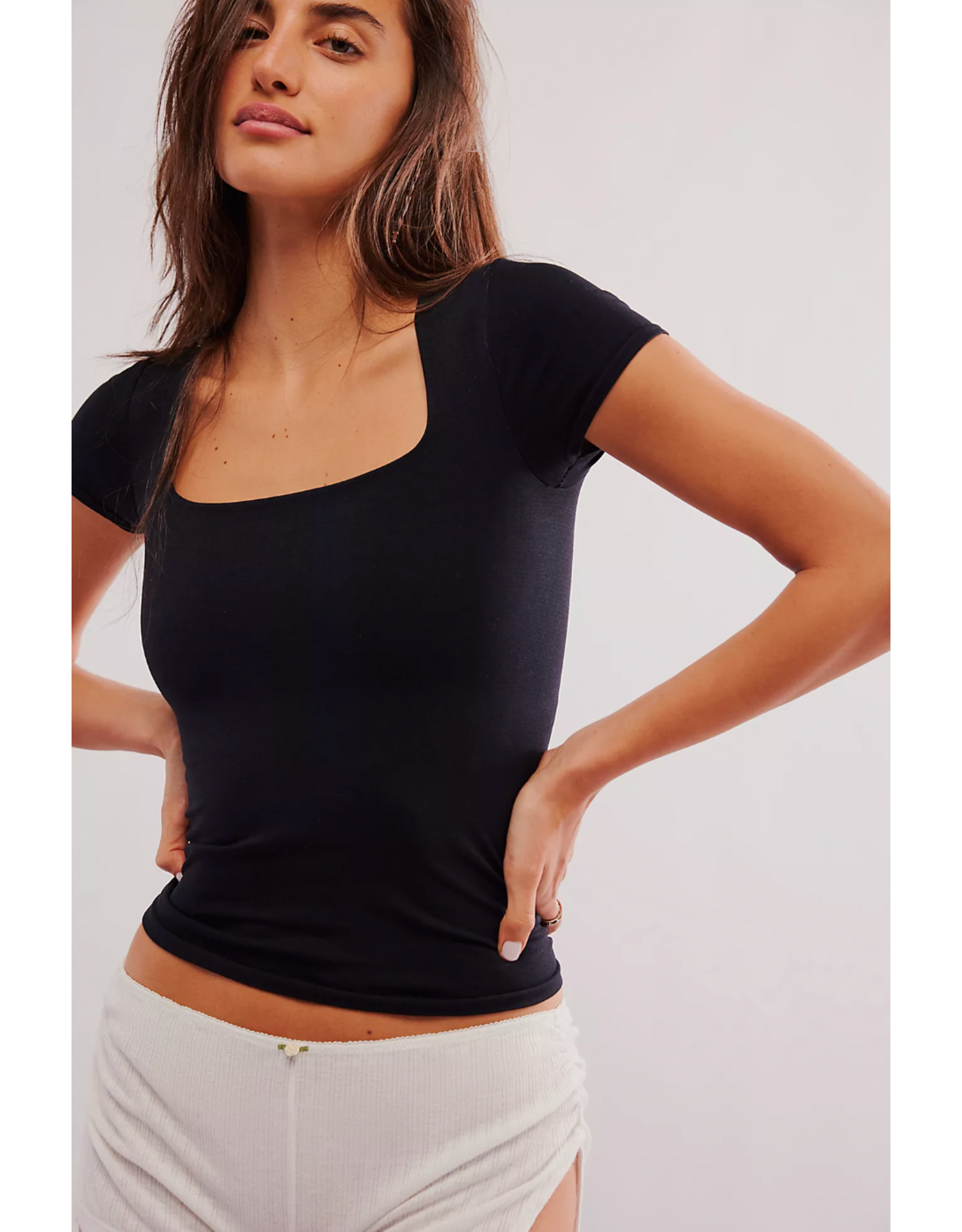 Free people Free People - Clean Lines Baby Tee (Black)