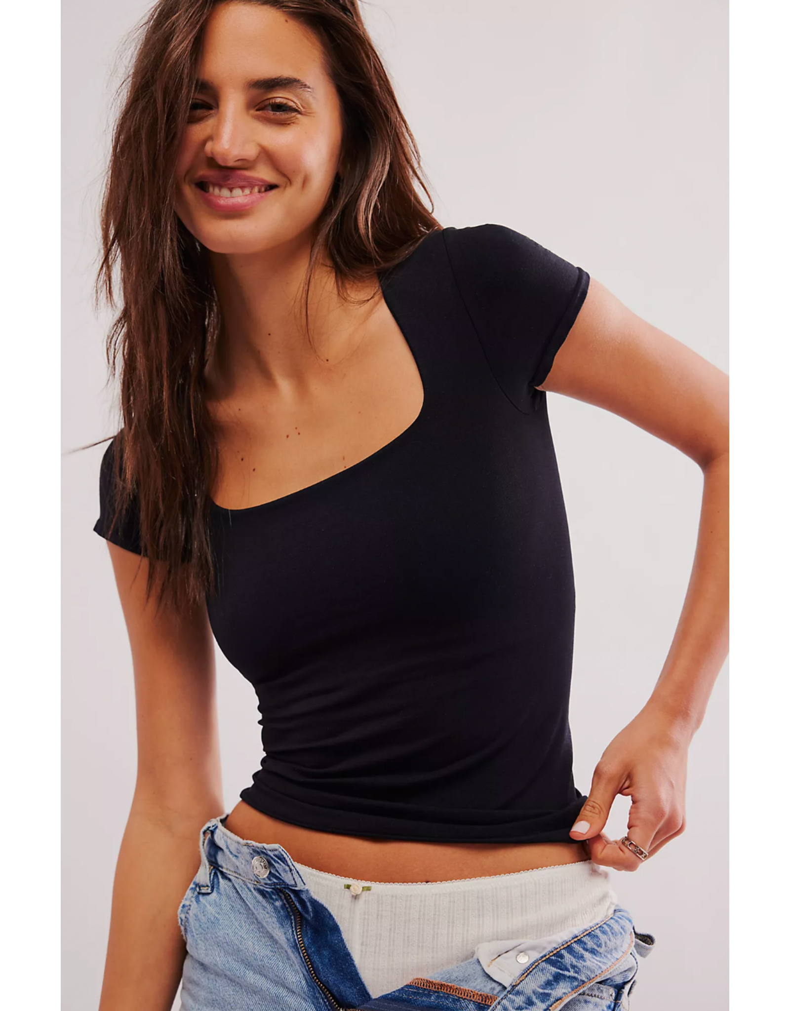 Free people Free People - Clean Lines Baby Tee (Black)