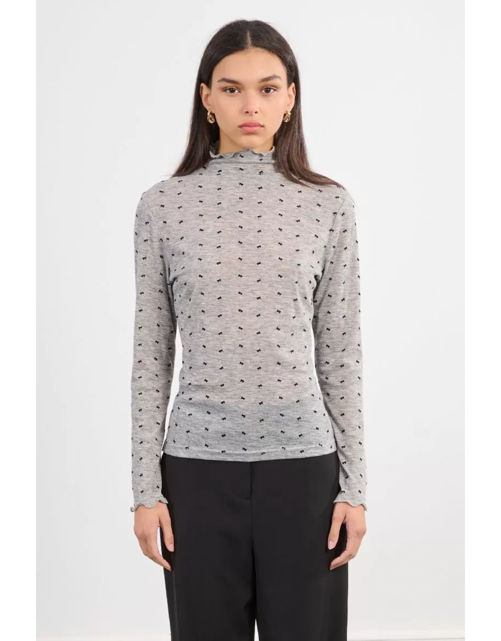 Molly Bracken Molly Bracken -  Bow Print Layering Shirt (Grey)