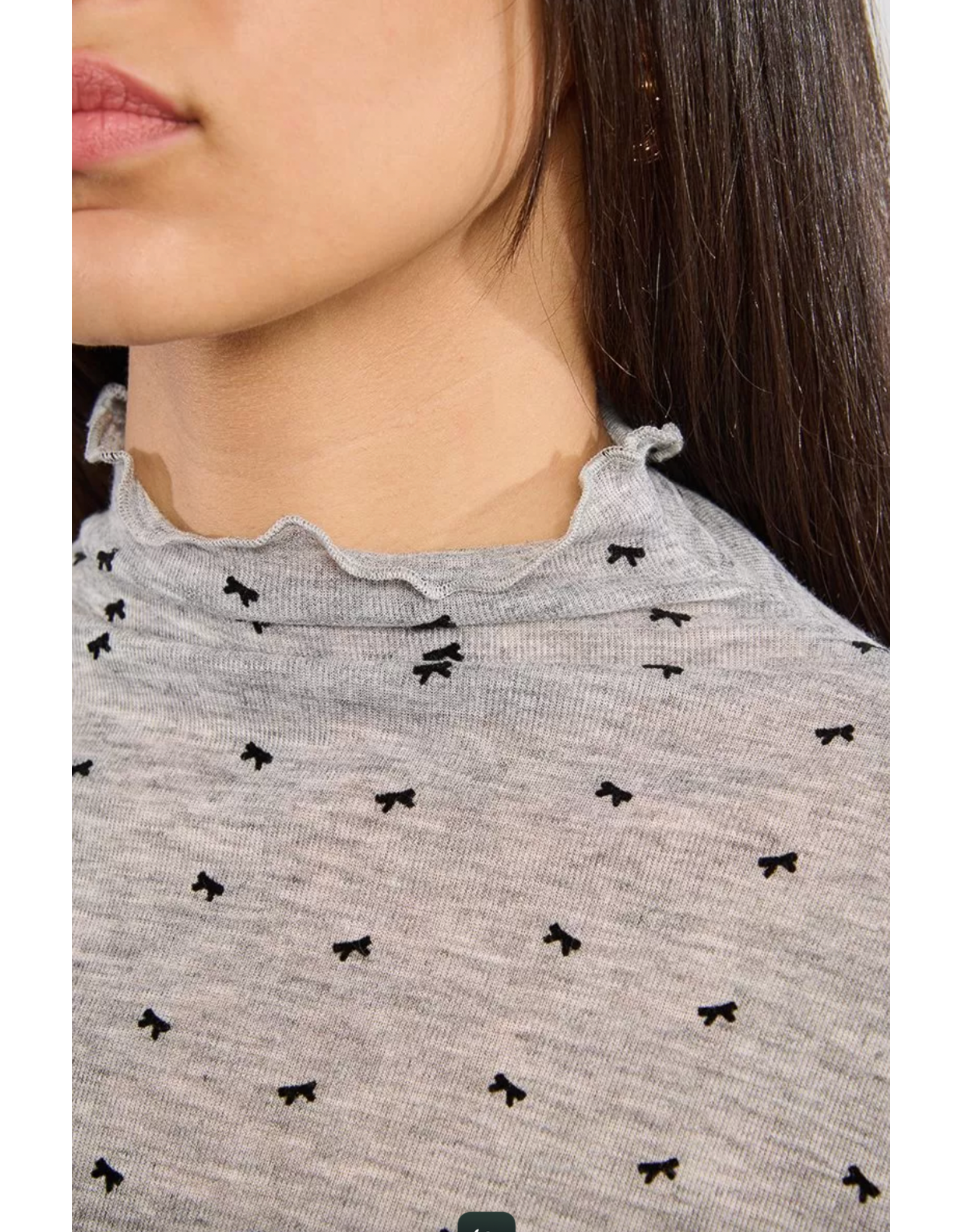 Molly Bracken Molly Bracken -  Bow Print Layering Shirt (Grey)