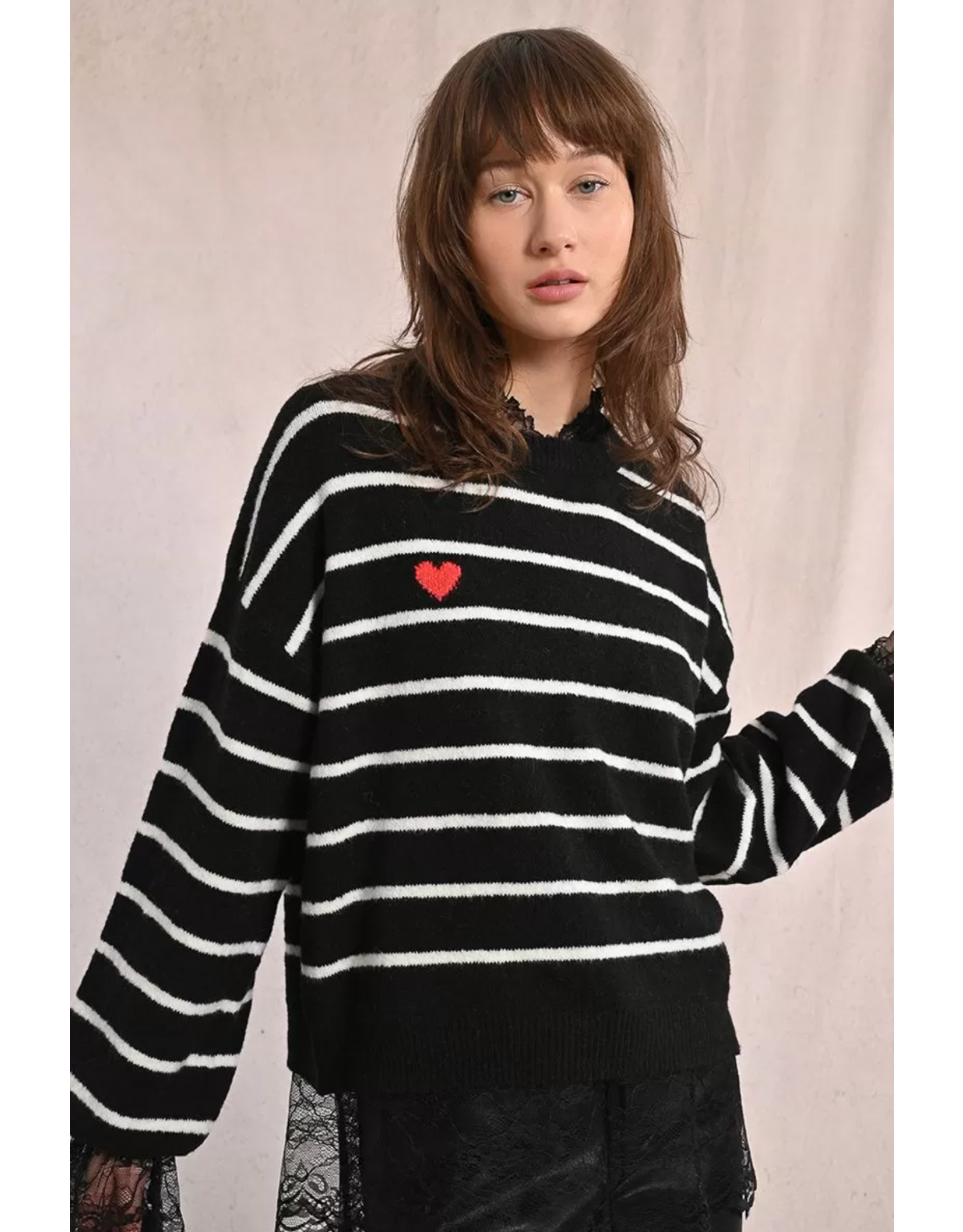 Molly Bracken Molly Bracken -  Sailor Sweater (Black / Ecru)