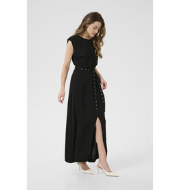 Kaffe Kaffe - Tessa Maxi Length Dress with Grommet Belt (Black Deep)