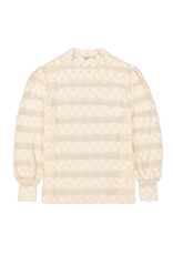 Garcia Garcia - High Neck Striped Lace Knit Top (Whitecap)