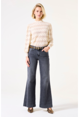 Garcia Garcia - High Neck Striped Lace Knit Top (Whitecap)