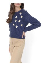 Sadie & Sage Sadie & Sage - Lulu Embroidered Daisy Sweater (Navy)
