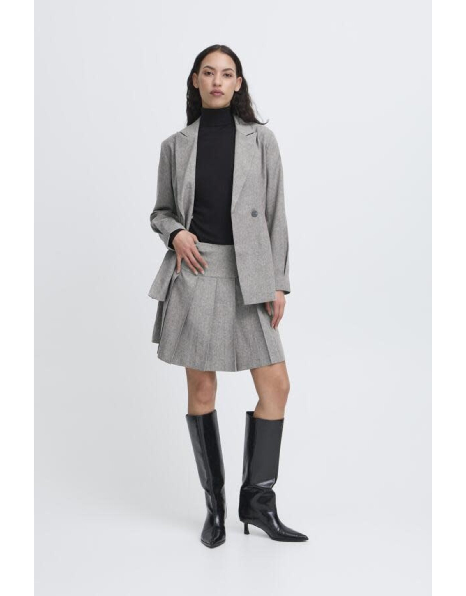 ICHI ICHI - Nola Pleated Skirt (Salt & Pepper)
