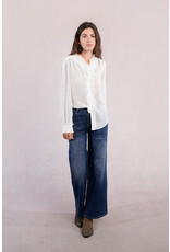 Molly Bracken Molly Bracken - Sheer Blouse with Ruffle Trim (White)