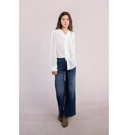 Molly Bracken Molly Bracken - Sheer Blouse with Ruffle Trim (White)