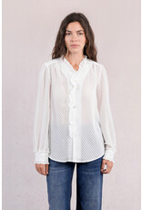 Molly Bracken Molly Bracken - Sheer Blouse with Ruffle Trim (White)