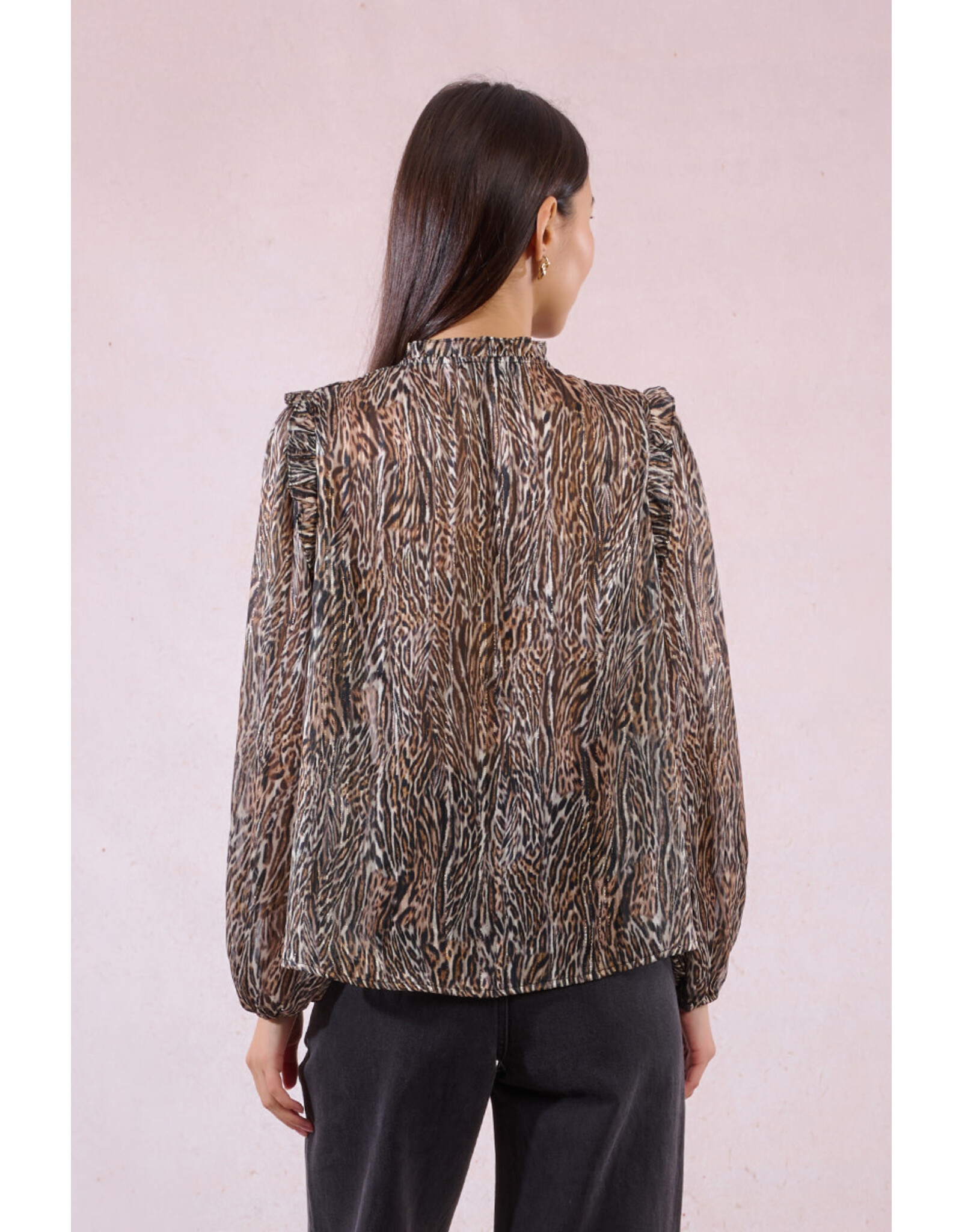 Molly Bracken Molly Bracken - Animal Print Blouse with Tie Front