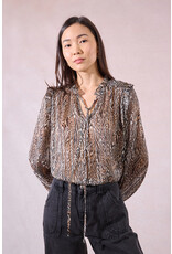 Molly Bracken Molly Bracken - Animal Print Blouse with Tie Front