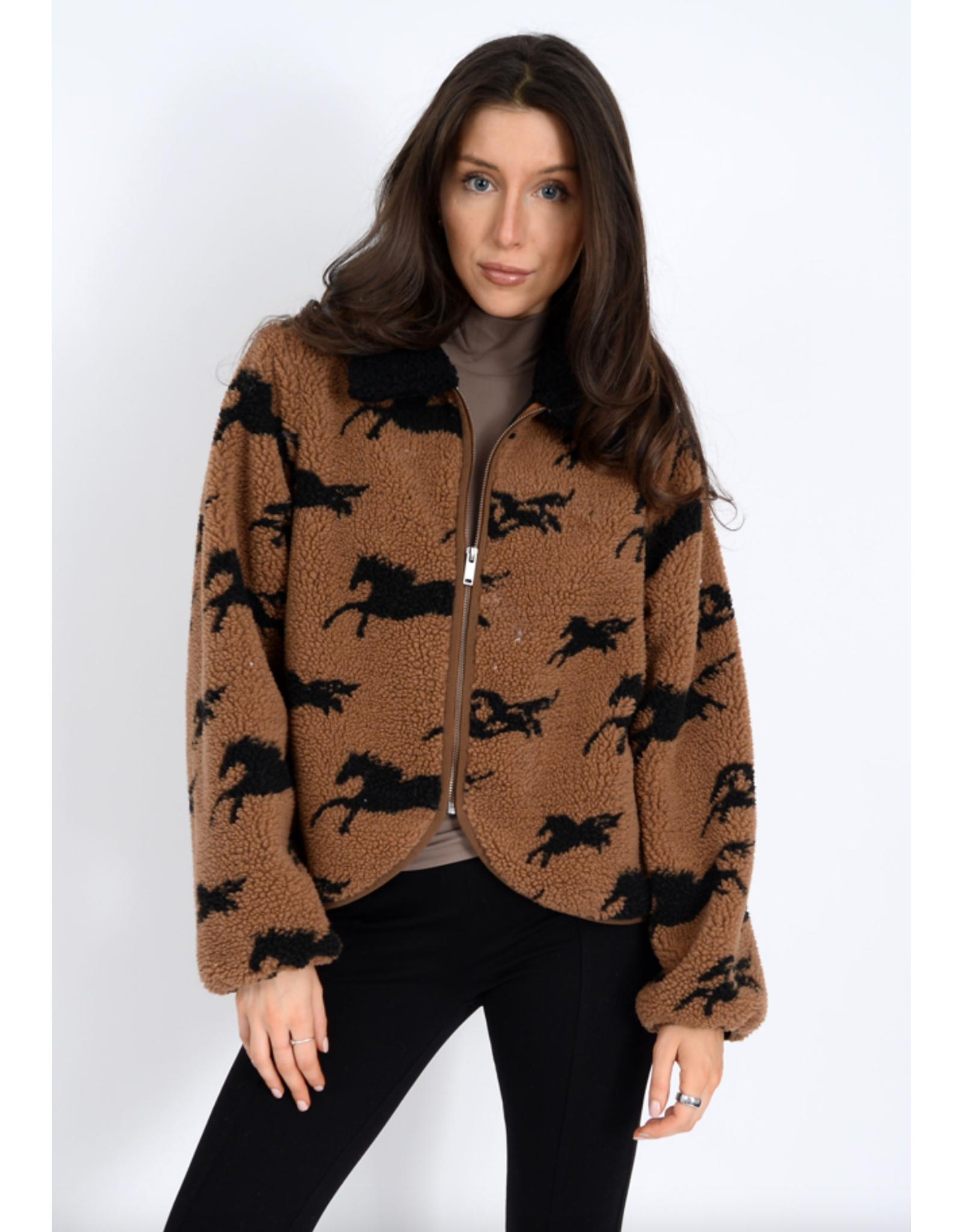 RD Style RD Style - Joline Sherpa Zip Front (Horse / Blk)
