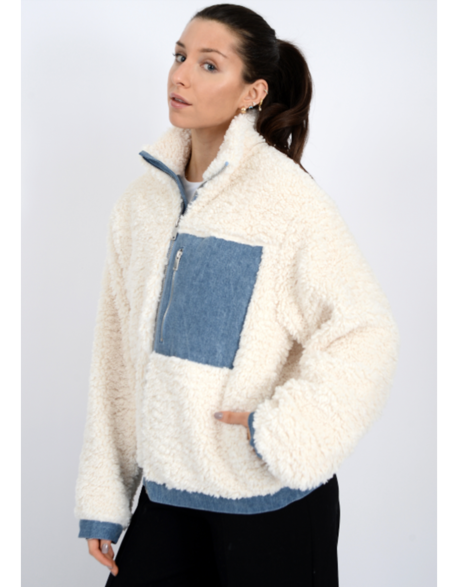 RD Style RD Style - Paddy Zip Front Sherpa (Cream / Denim)