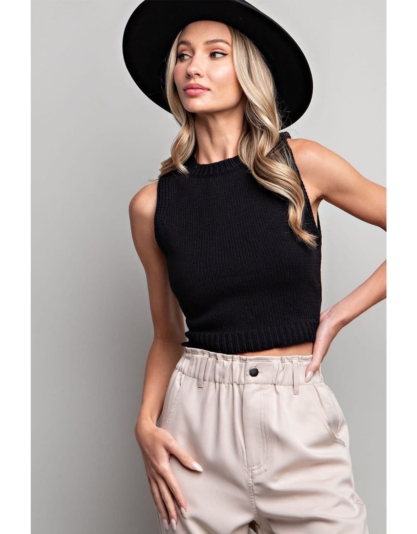 ee:some Cropped Knit Tank (Black)