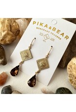 Pika & Bear Pika & Bear - Nogales Topaz Brass Medallion Drop Earrings