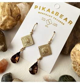 Pika & Bear Pika & Bear - Nogales Topaz Brass Medallion Drop Earrings