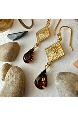 Pika & Bear Pika & Bear - Nogales Topaz Brass Medallion Drop Earrings