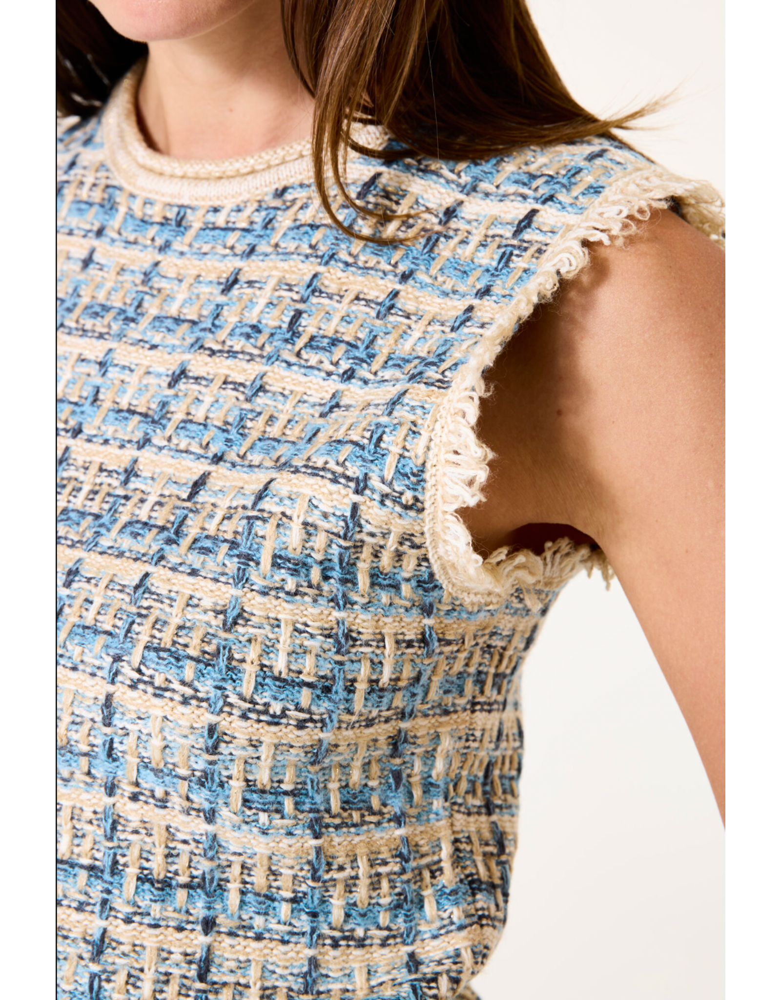 Garcia Garcia - Tweed Vest ((Whitecap/Blue/Gold/Beige)