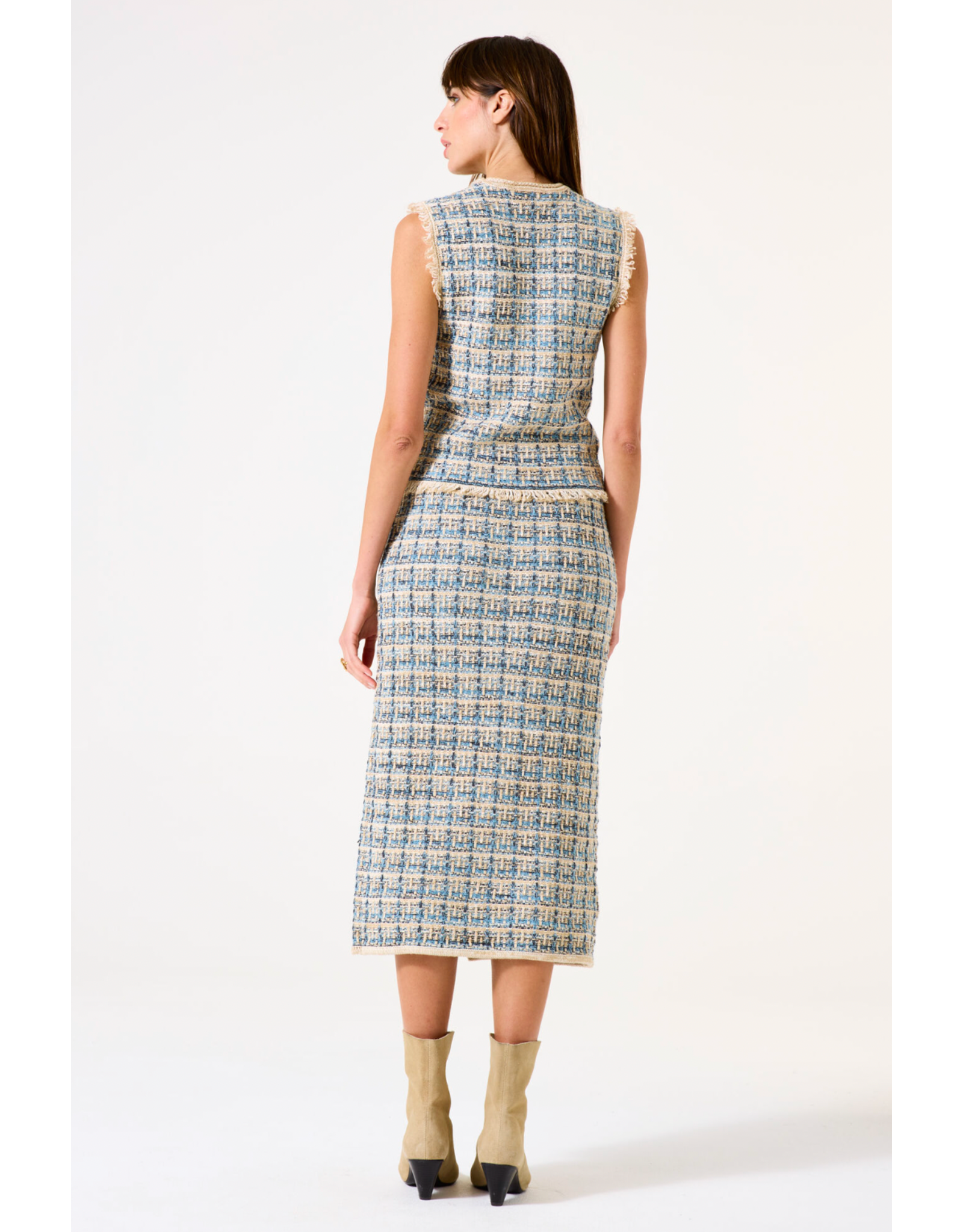Garcia Garcia - Tweed Vest ((Whitecap/Blue/Gold/Beige)