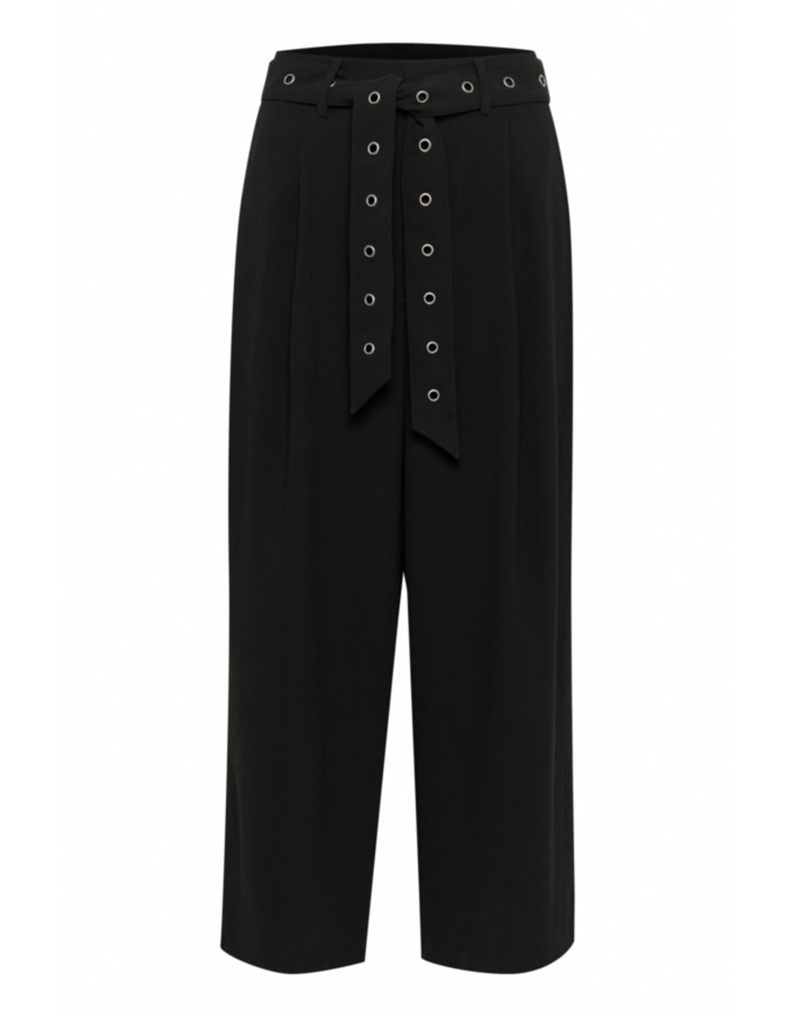 Kaffe Kaffe - Lisa Wide Leg Trousers with Grommet Belt (Black Deep)