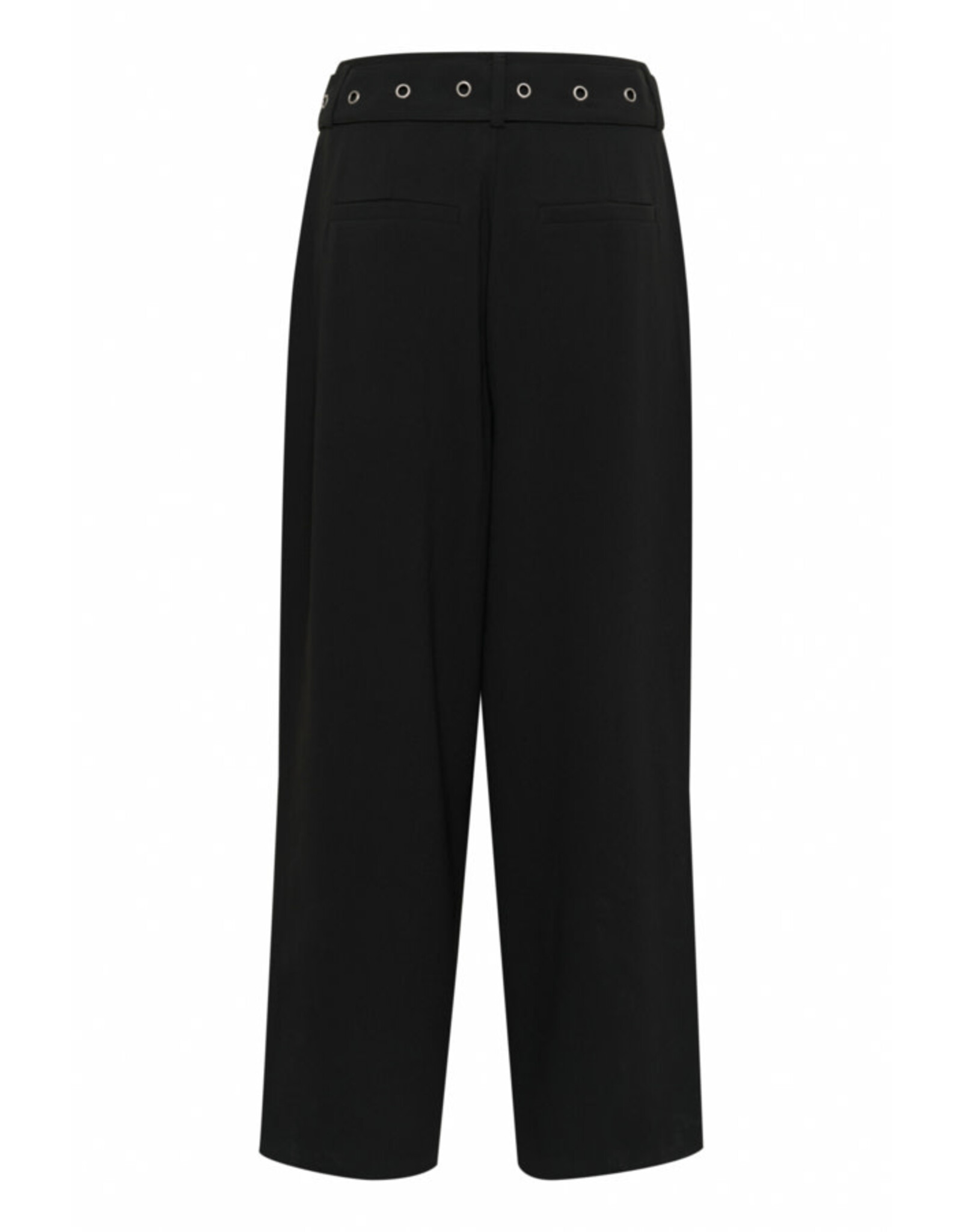 Kaffe Kaffe - Lisa Wide Leg Trousers with Grommet Belt (Black Deep)