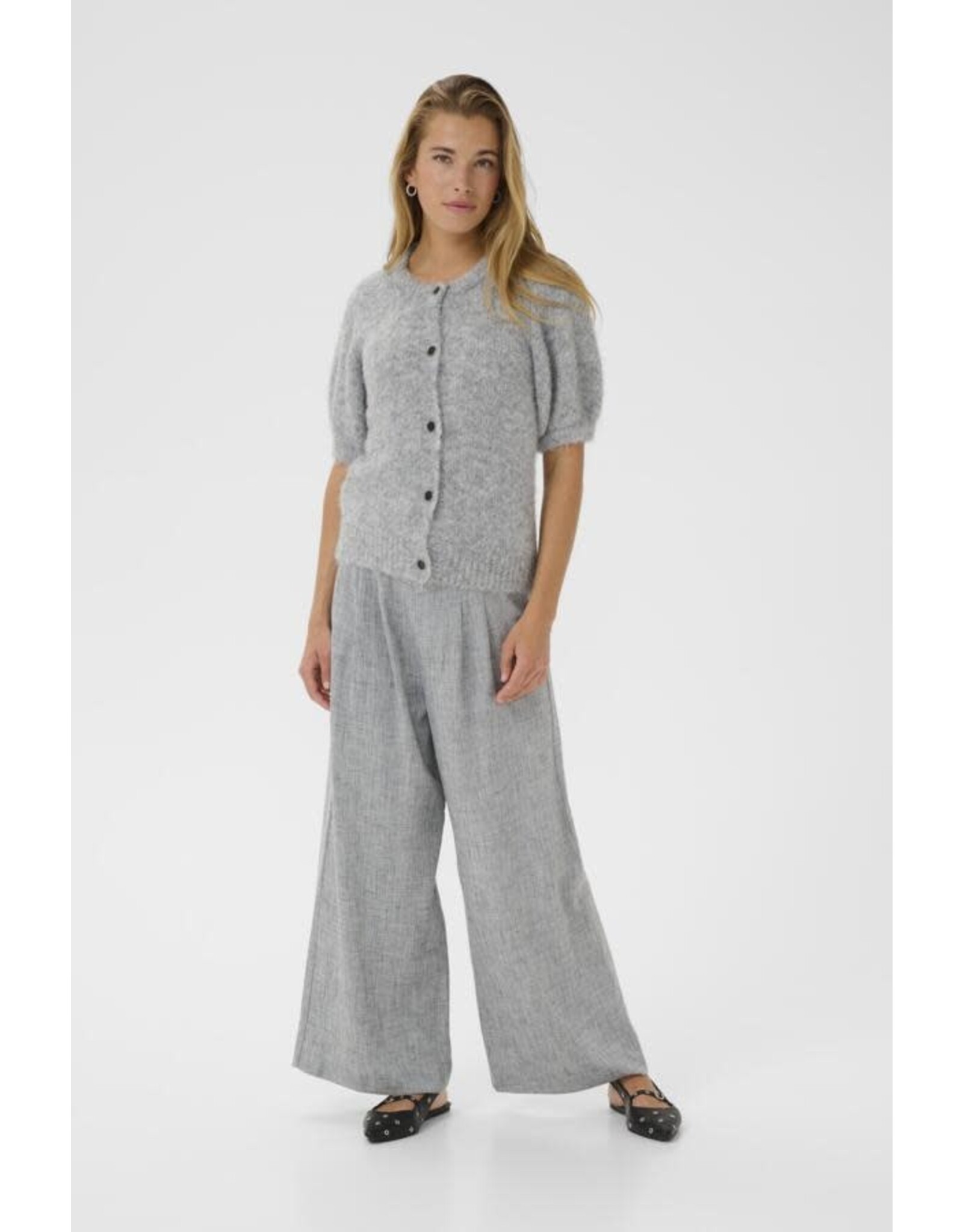 Kaffe Kaffe - Emilie Evi Short Sleeve Cardigan (Mid Grey)