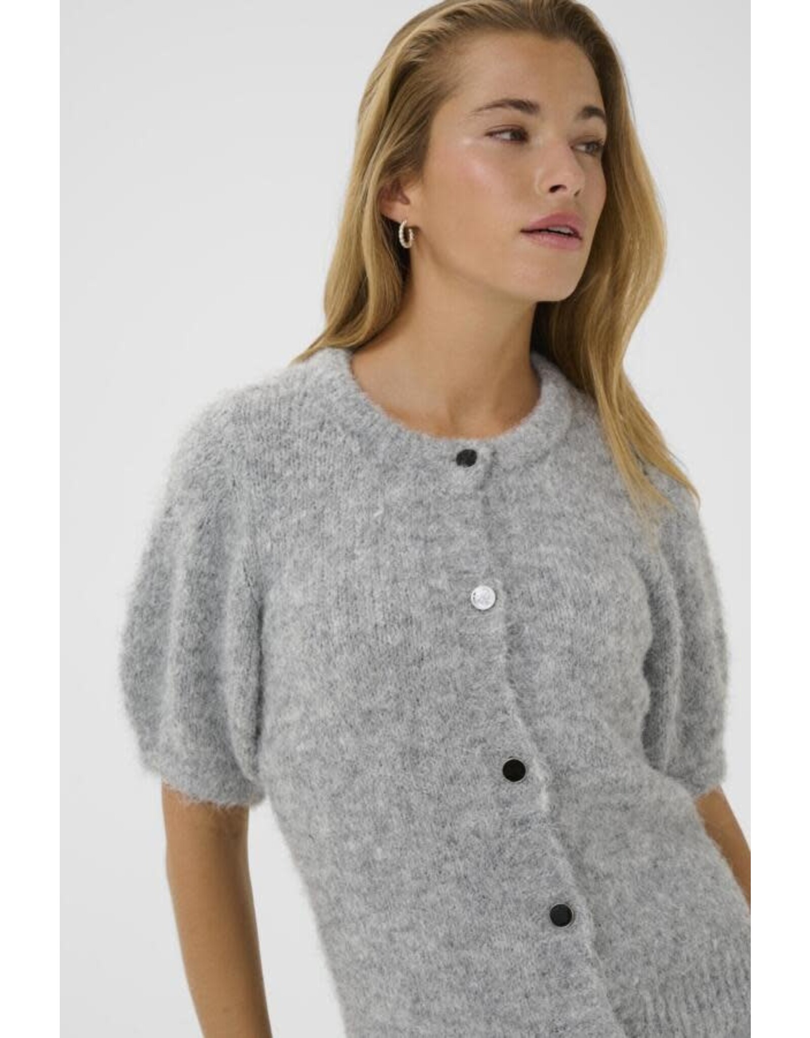 Kaffe Kaffe - Emilie Evi Short Sleeve Cardigan (Mid Grey)