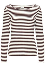 ICHI ICHI  - Cella Long Sleeve Striped Shirt (Coffee Bean)