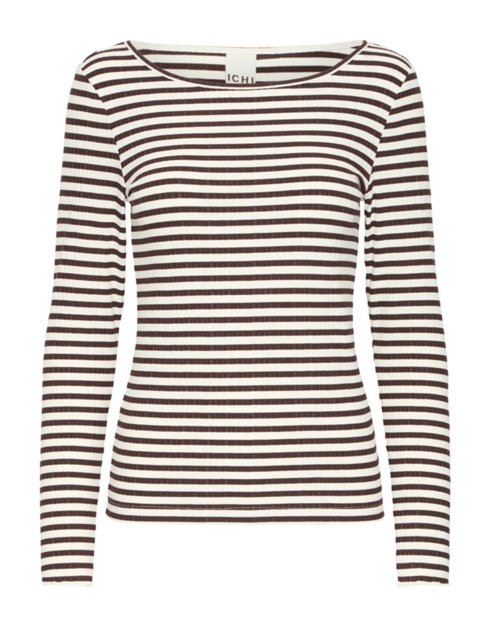 ICHI ICHI  - Cella Long Sleeve Striped Shirt (Coffee Bean)