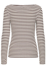 ICHI ICHI  - Cella Long Sleeve Striped Shirt (Coffee Bean)
