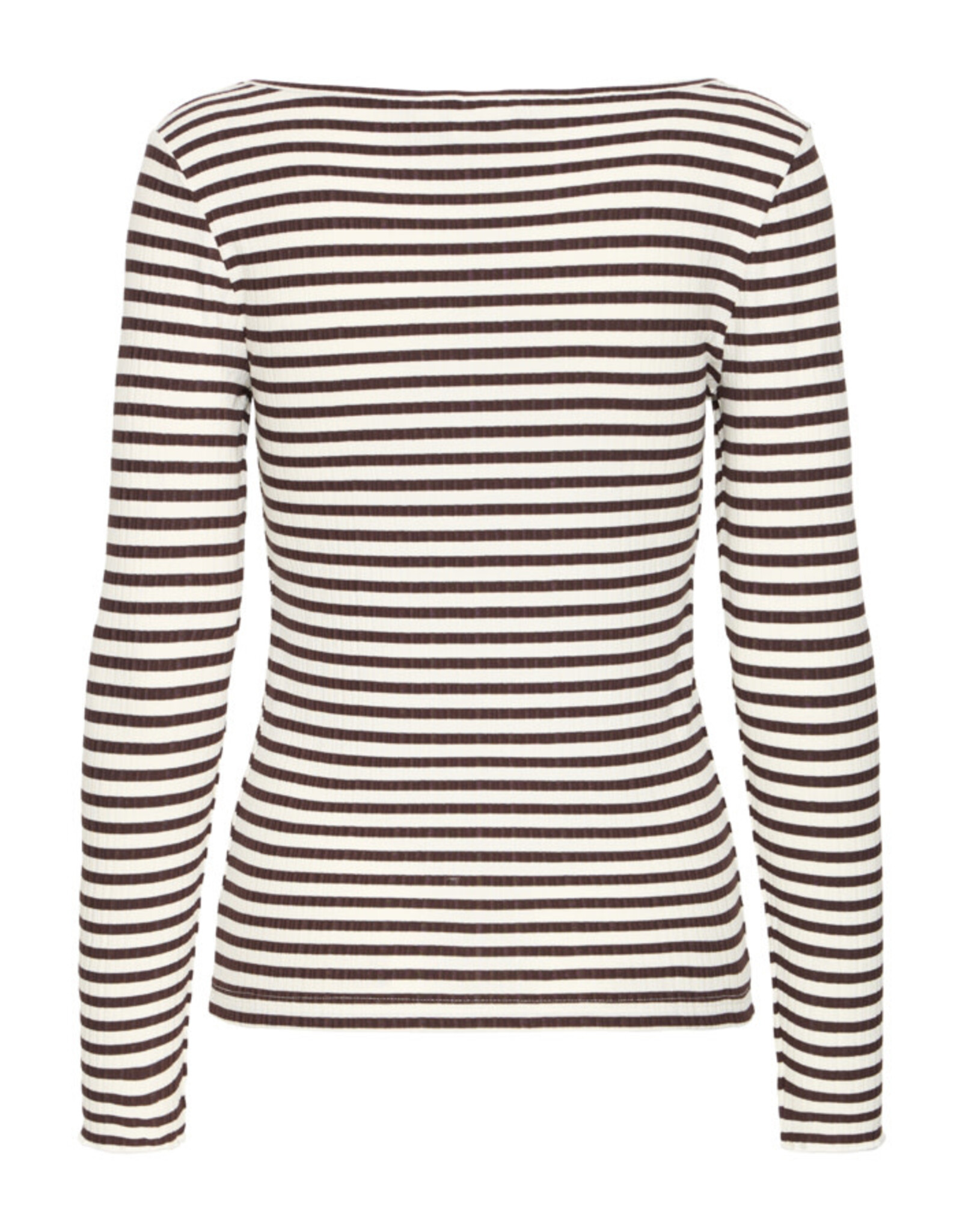 ICHI ICHI  - Cella Long Sleeve Striped Shirt (Coffee Bean)