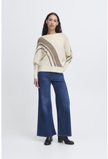 ICHI ICHI - Kamara Pullover with Abstract Stripe (Cloud / Cafe)
