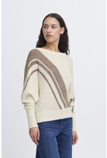 ICHI ICHI - Kamara Pullover with Abstract Stripe (Cloud / Cafe)