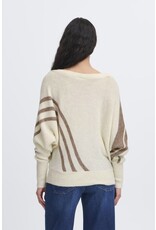 ICHI ICHI - Kamara Pullover with Abstract Stripe (Cloud / Cafe)