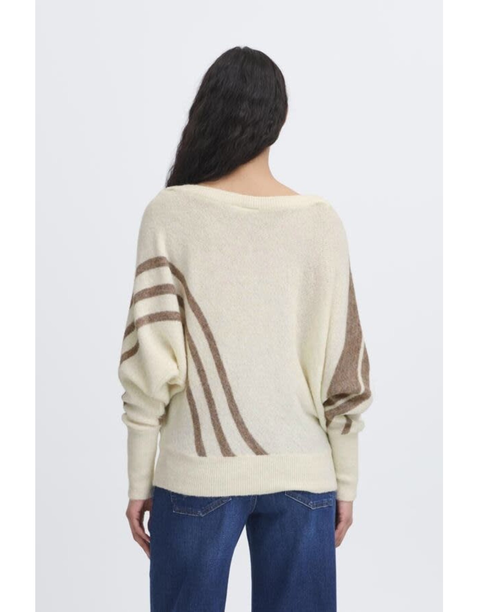 ICHI ICHI - Kamara Pullover with Abstract Stripe (Cloud / Cafe)