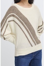 ICHI ICHI - Kamara Pullover with Abstract Stripe (Cloud / Cafe)