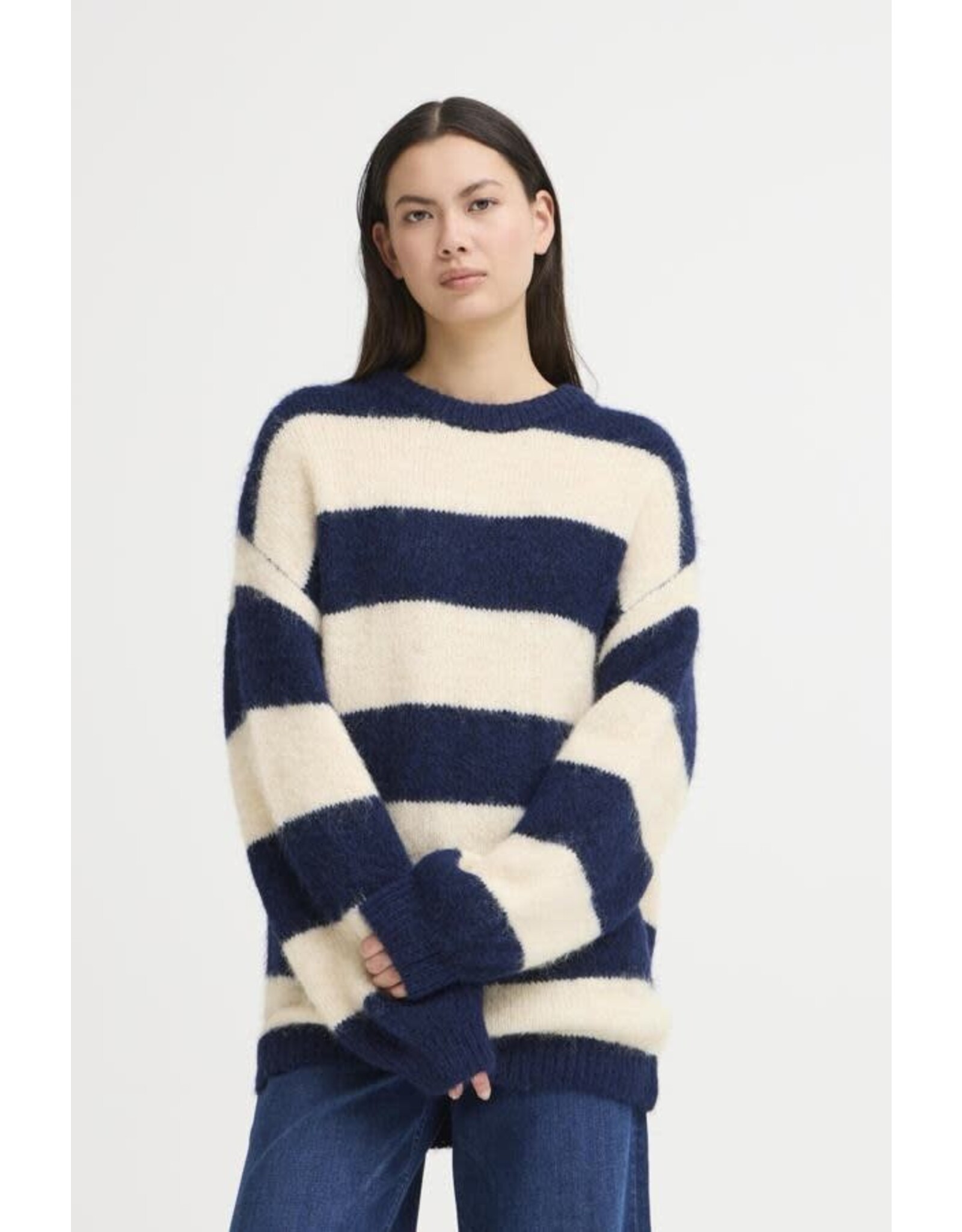 ICHI ICHI - Dayana Striped Pullover (Patriot Blue)