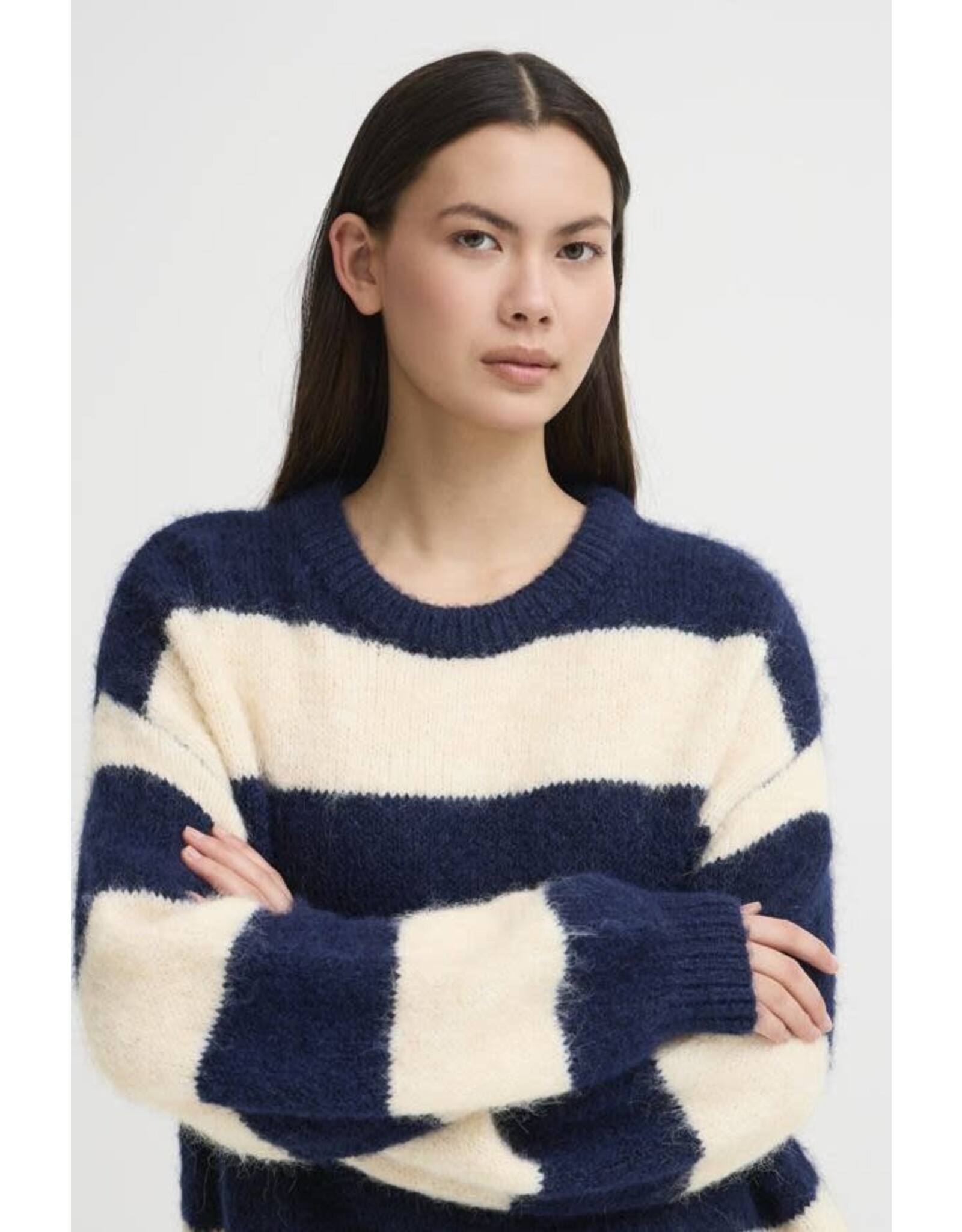 ICHI ICHI - Dayana Striped Pullover (Patriot Blue)