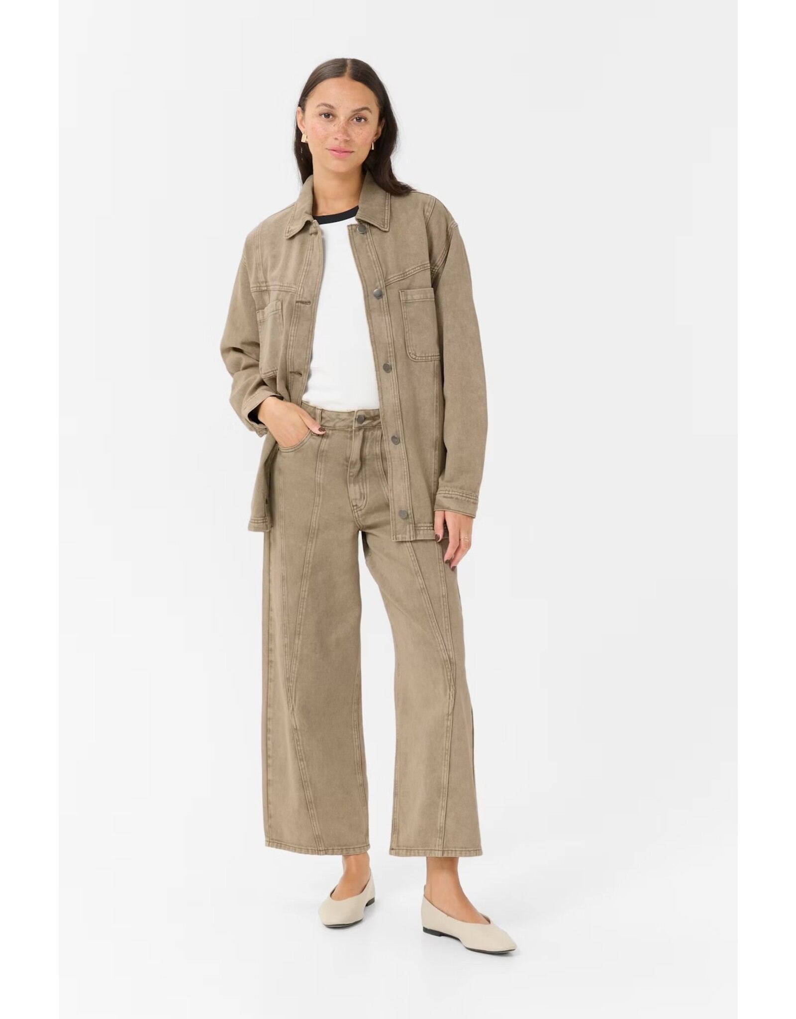 Kaffe Kaffe - Rania Denim Overshirt (Washed Light Brown)