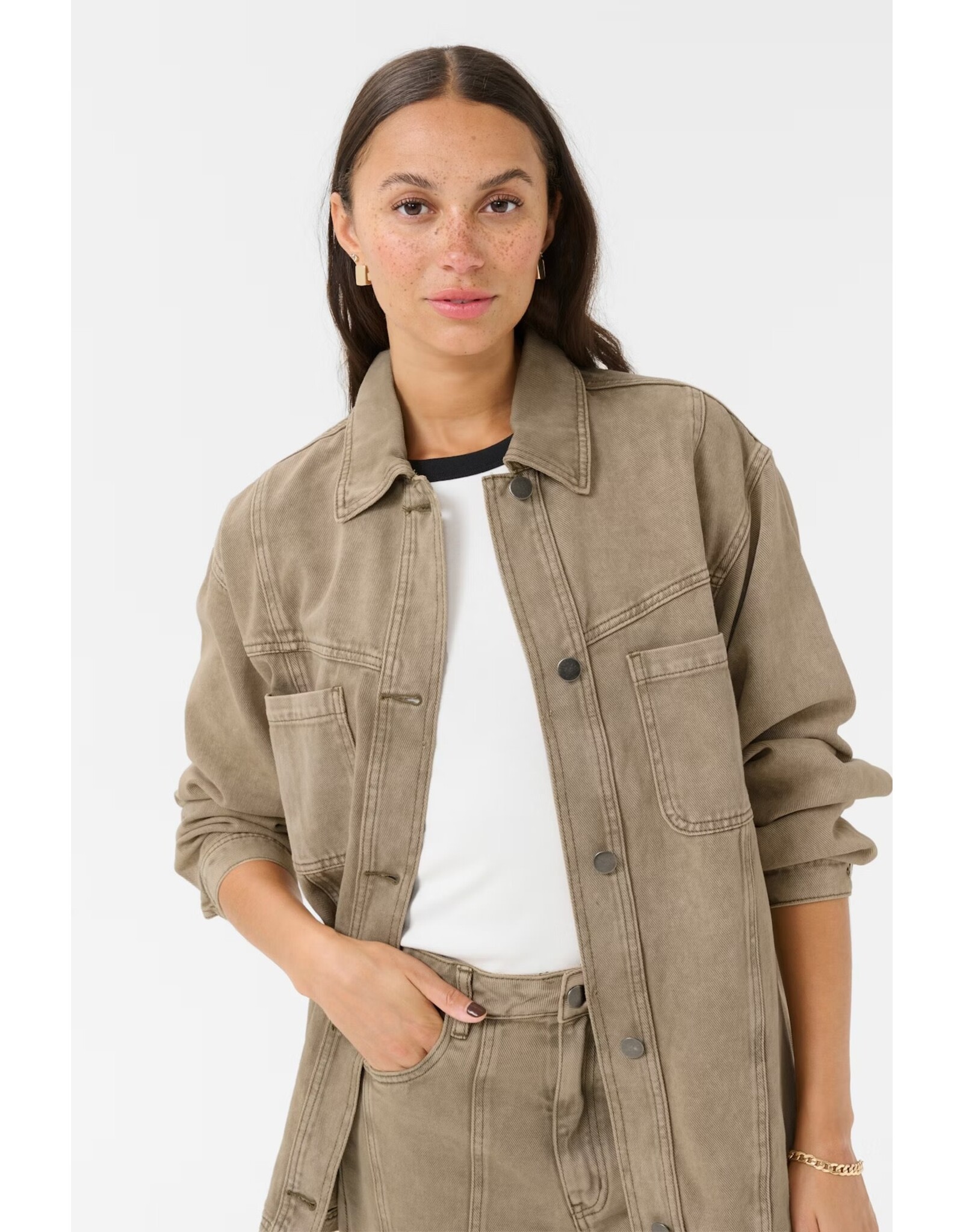 Kaffe Kaffe - Rania Denim Overshirt (Washed Light Brown)