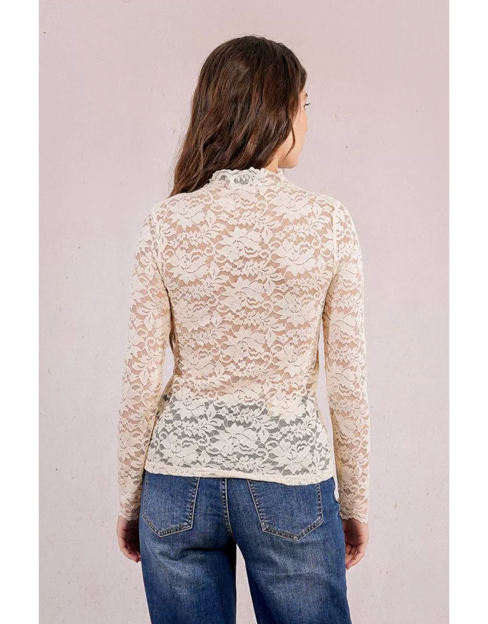 Molly Bracken Molly Bracken - Semi Sheer Lace Top (Cream)