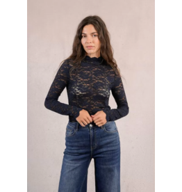 Molly Bracken Molly Bracken - Semi Sheer Lace Top (Navy)
