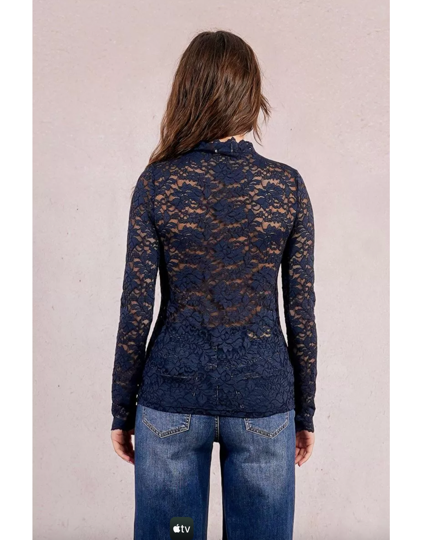 Molly Bracken Molly Bracken - Semi Sheer Lace Top (Navy)