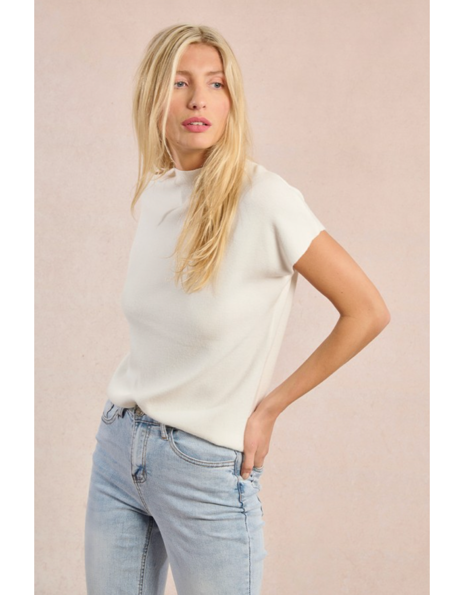 Molly Bracken Molly Bracken -  Short Sleeve Sweater (Off White)