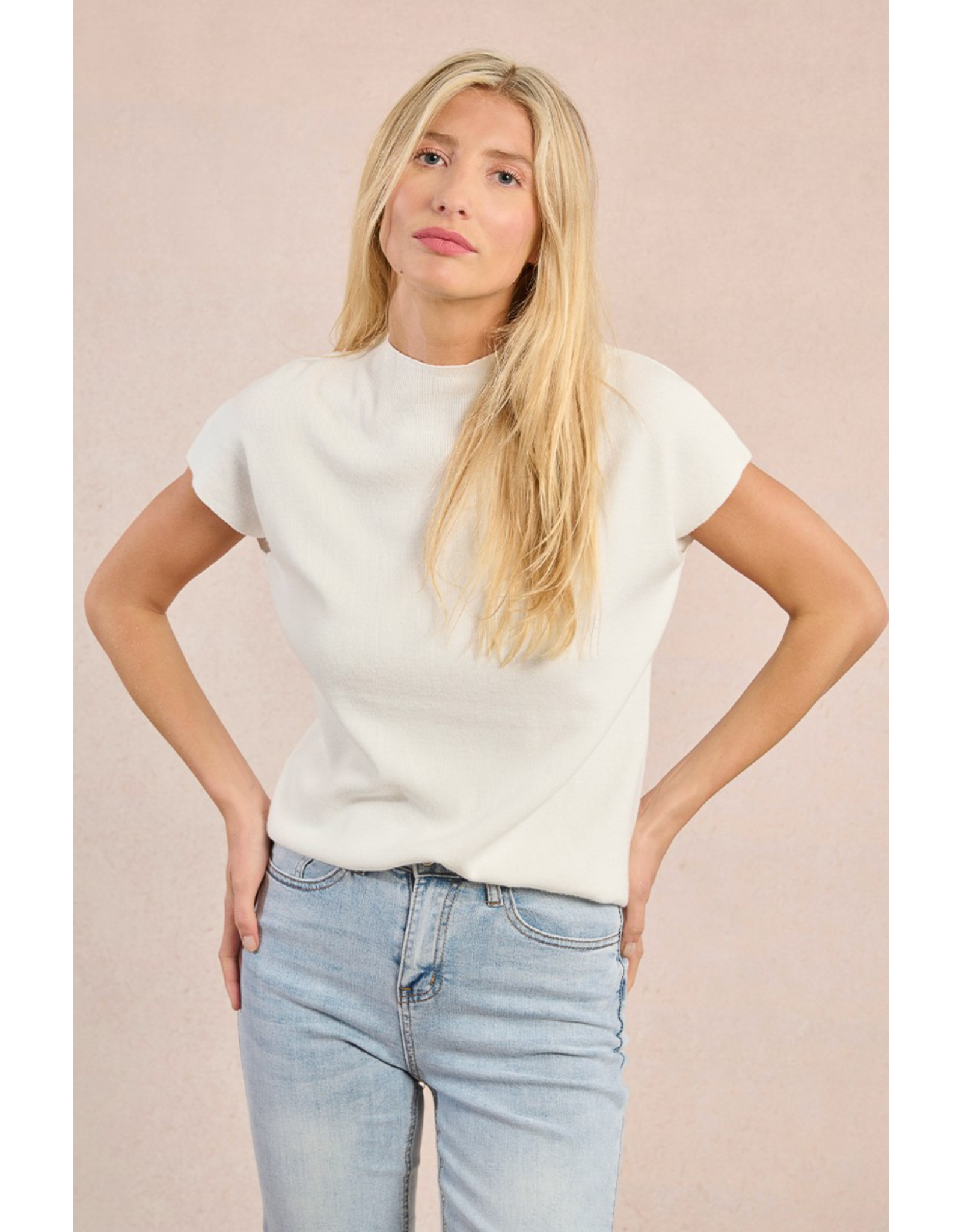 Molly Bracken Molly Bracken -  Short Sleeve Sweater (Off White)