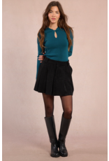Molly Bracken Molly Bracken - Pleated Corduroy Mini Skirt (Black)